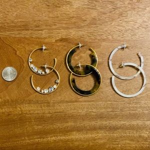 Set of Three J. Crew Hoops! NWOT